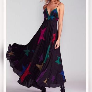 Free People Formal Party Star Lace Midi Dress Black Size 6